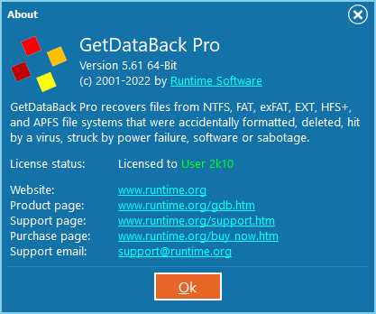 Runtime GetDataBack Pro 561 скачать - бесплатно Версия Portable | Сайт о программном обеспечении